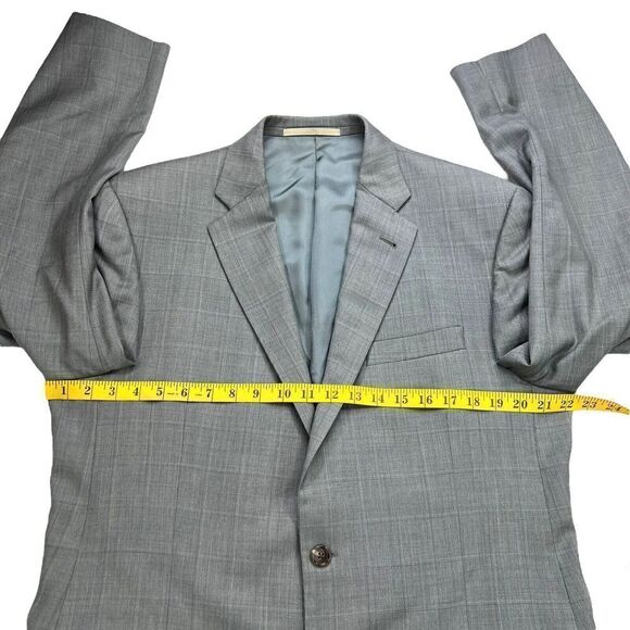 Burberry London Men's Sport Coat Gray Windowpane Blazer 42 Long Jacket READ - Picture 9 of 15
